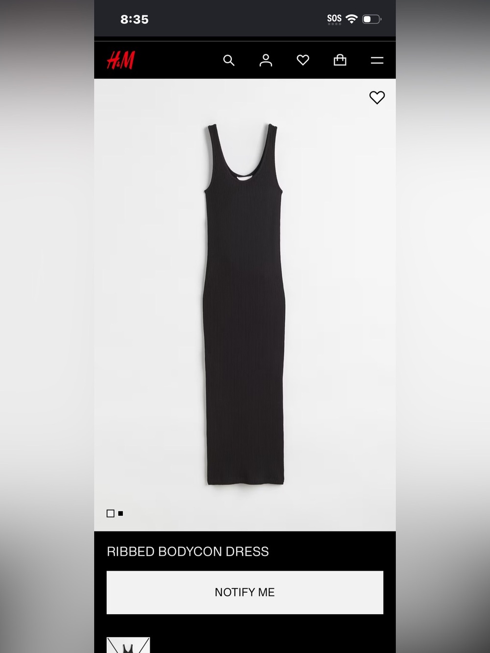 H&M Black Ribbed Maxi Tank Dress